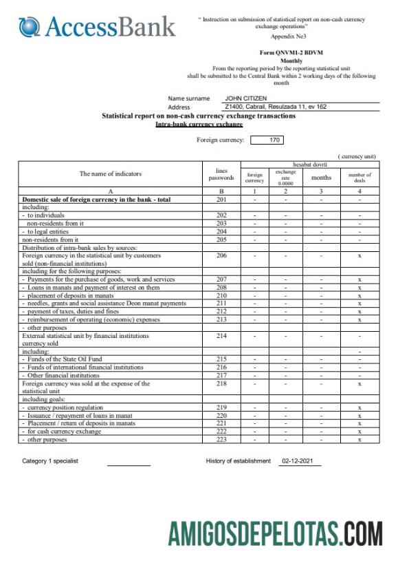 Exemplo do Banco de Acesso do Azerbaijão (inglês)